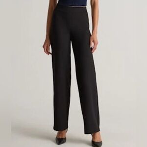 Quince Ultra-Stretch Ponte Wide Leg Pants Black S